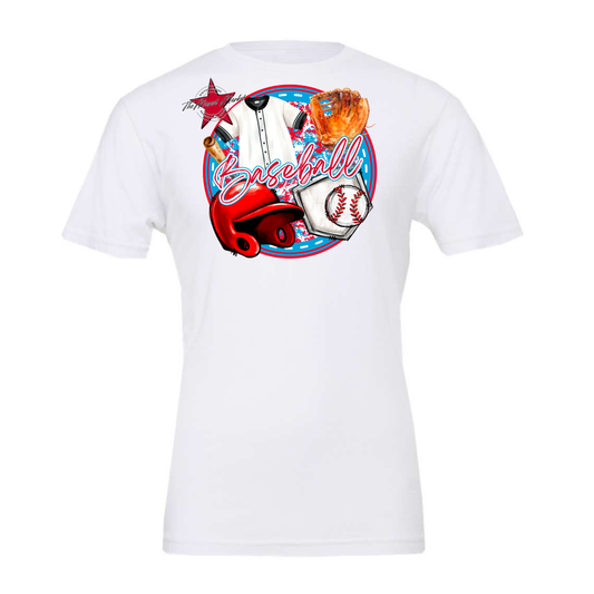 Circle Baseball Design-Carolina Blue-Red