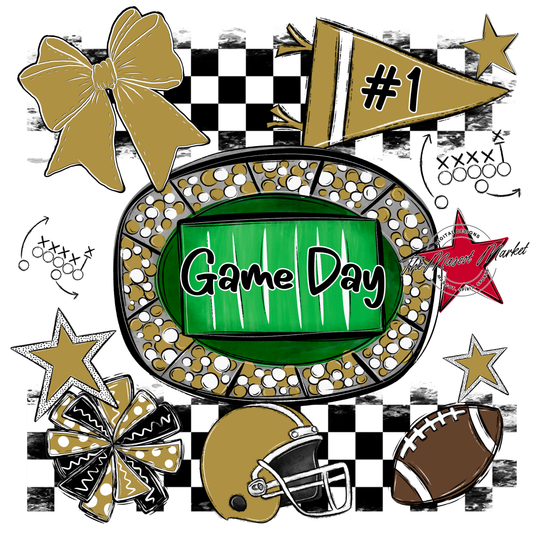 Game Day Checkers Spirit Design-Gold