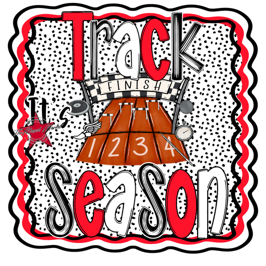 It's Track Season Dot Design-Bright Red