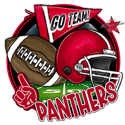 Panthers Circle Football Design-Red