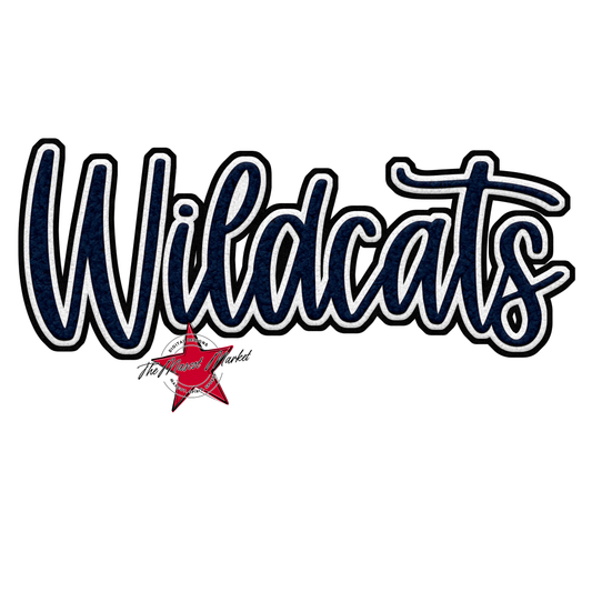 Wildcats Faux Chenille Patch-Navy