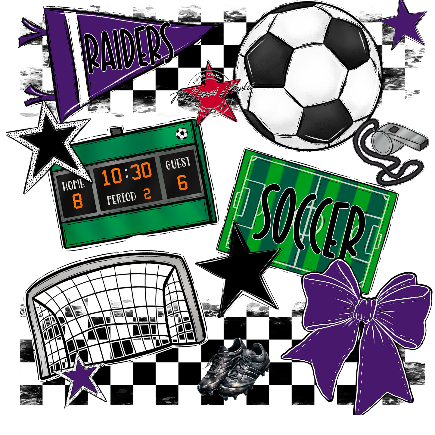Raiders Soccer Checkers Design-Purple