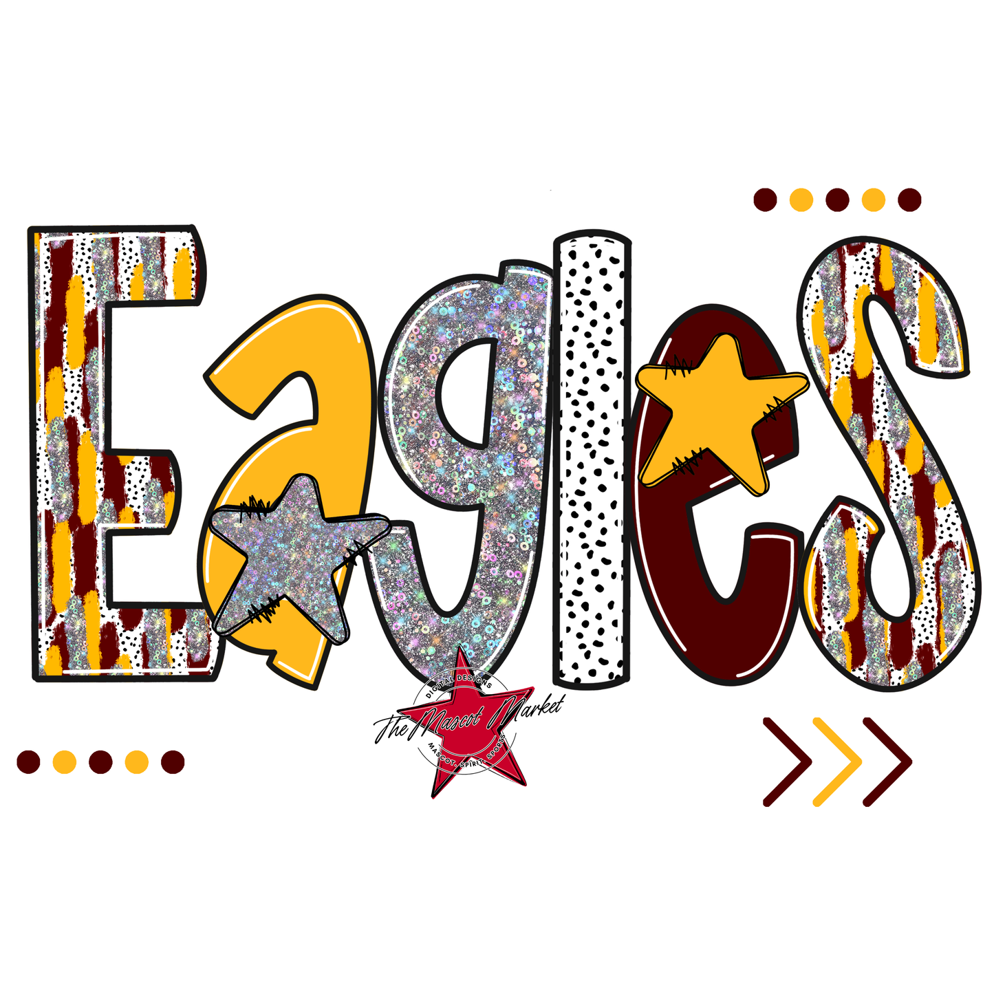 Eagles Brushstroke Alpha Design-Maroon-Yellow