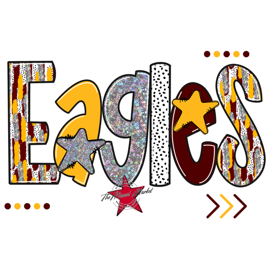 Eagles Brushstroke Alpha Design-Maroon-Yellow