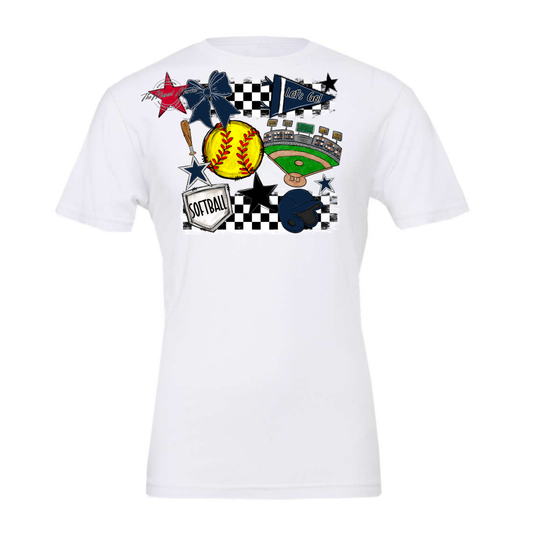 Softball Checkers Spirit Design-Navy