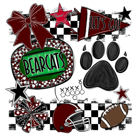 Bearcats Checkers Mascot Spirit Design-Maroon