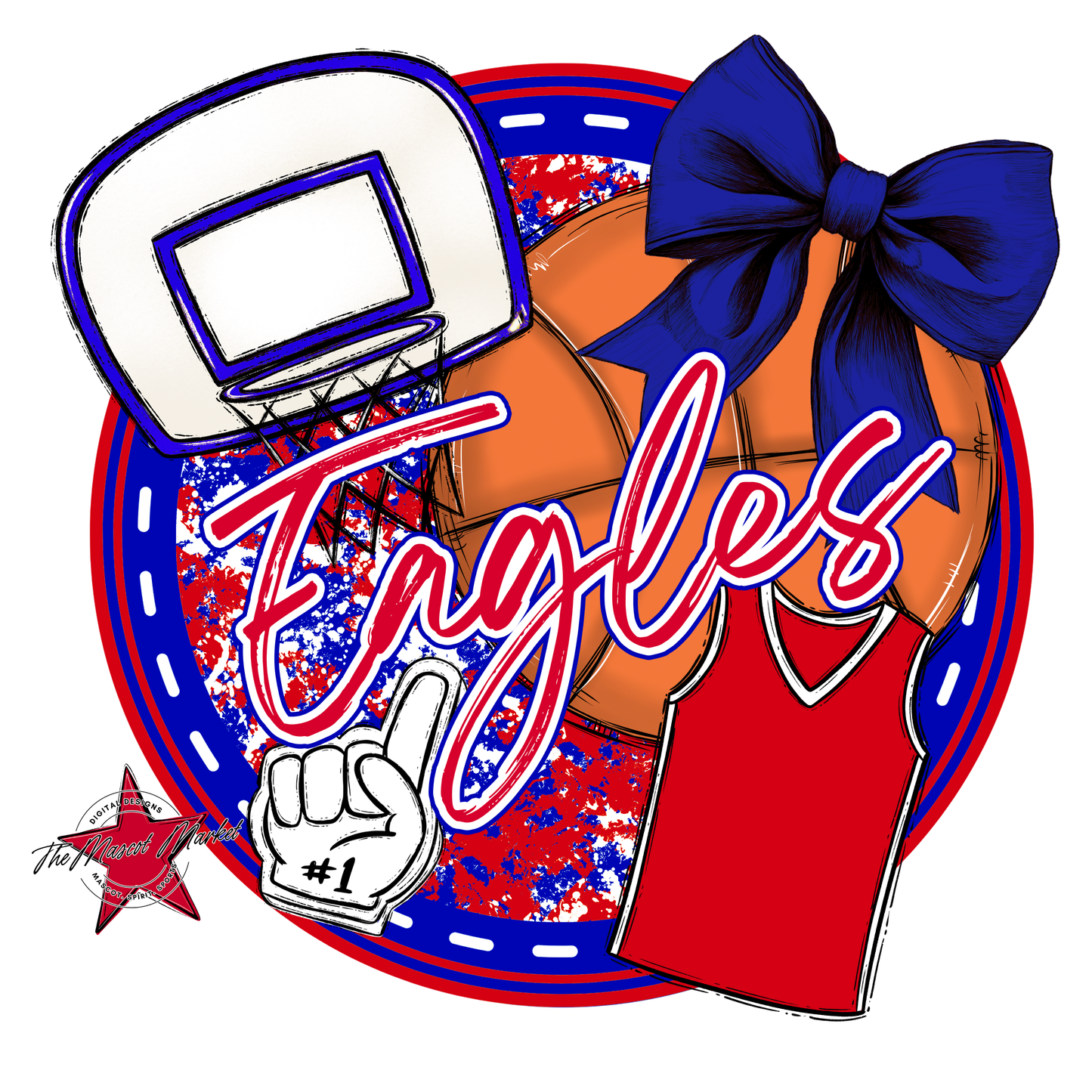 Eagles Circle Basketball Design-Blue-Red