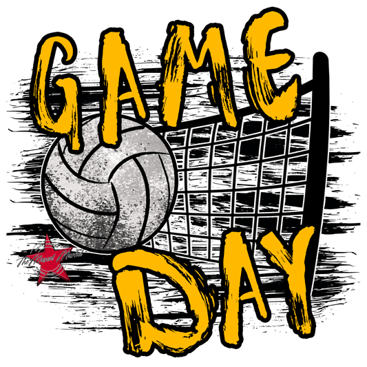 Volleyball Game Day w Net-Yellow