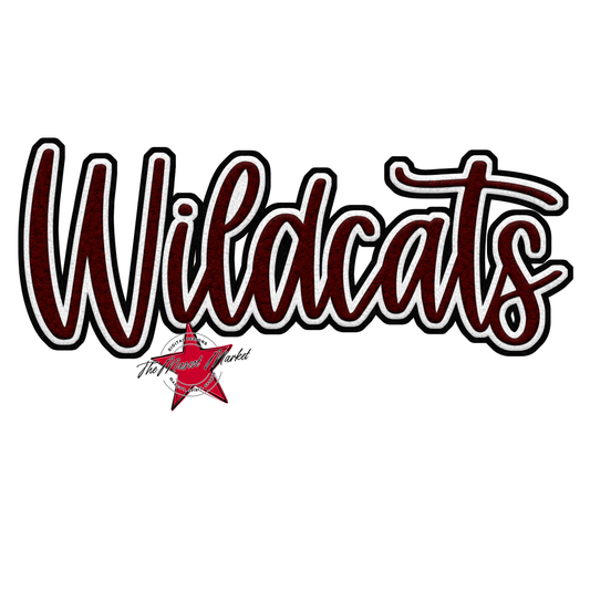 Wildcats Faux Chenille Patch-Maroon