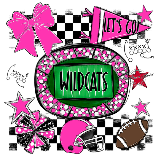 Wildcats Checkers Spirit Design-Pink