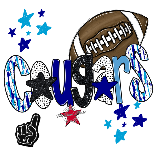 Cougars Football Scrape-Blue-Carolina Blue
