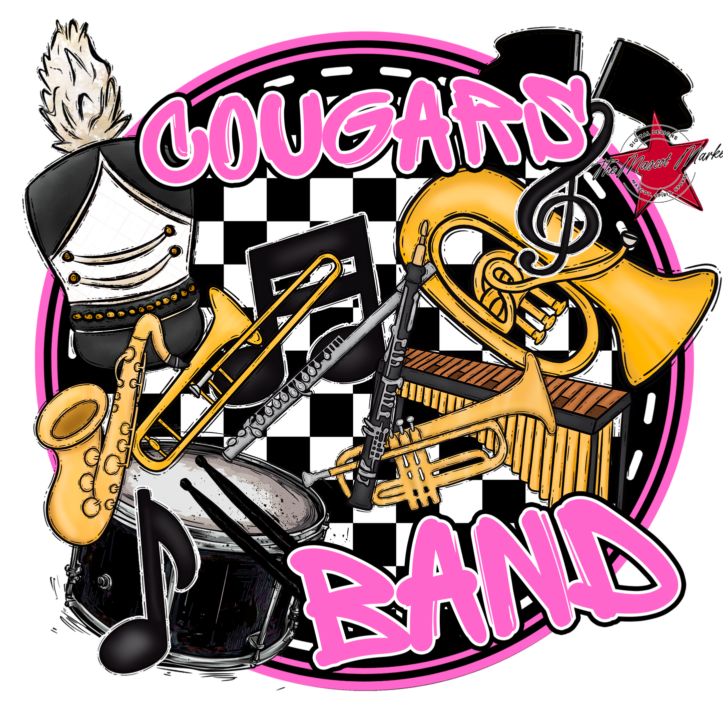 Cougars Circle Band Design-Baby Pink
