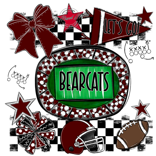 Bearcats Checkers Spirit Design-Maroon
