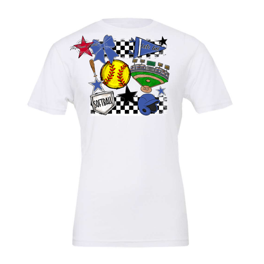 Softball Checkers Spirit Design-Off Blue