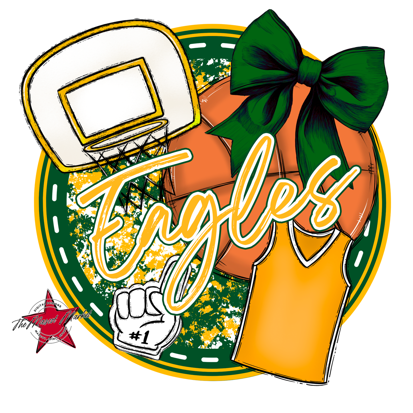 Eagles Circle Basketball Design-Green-Yellow