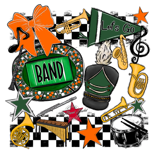 Band Checkers Spirit Design-Green-Orange