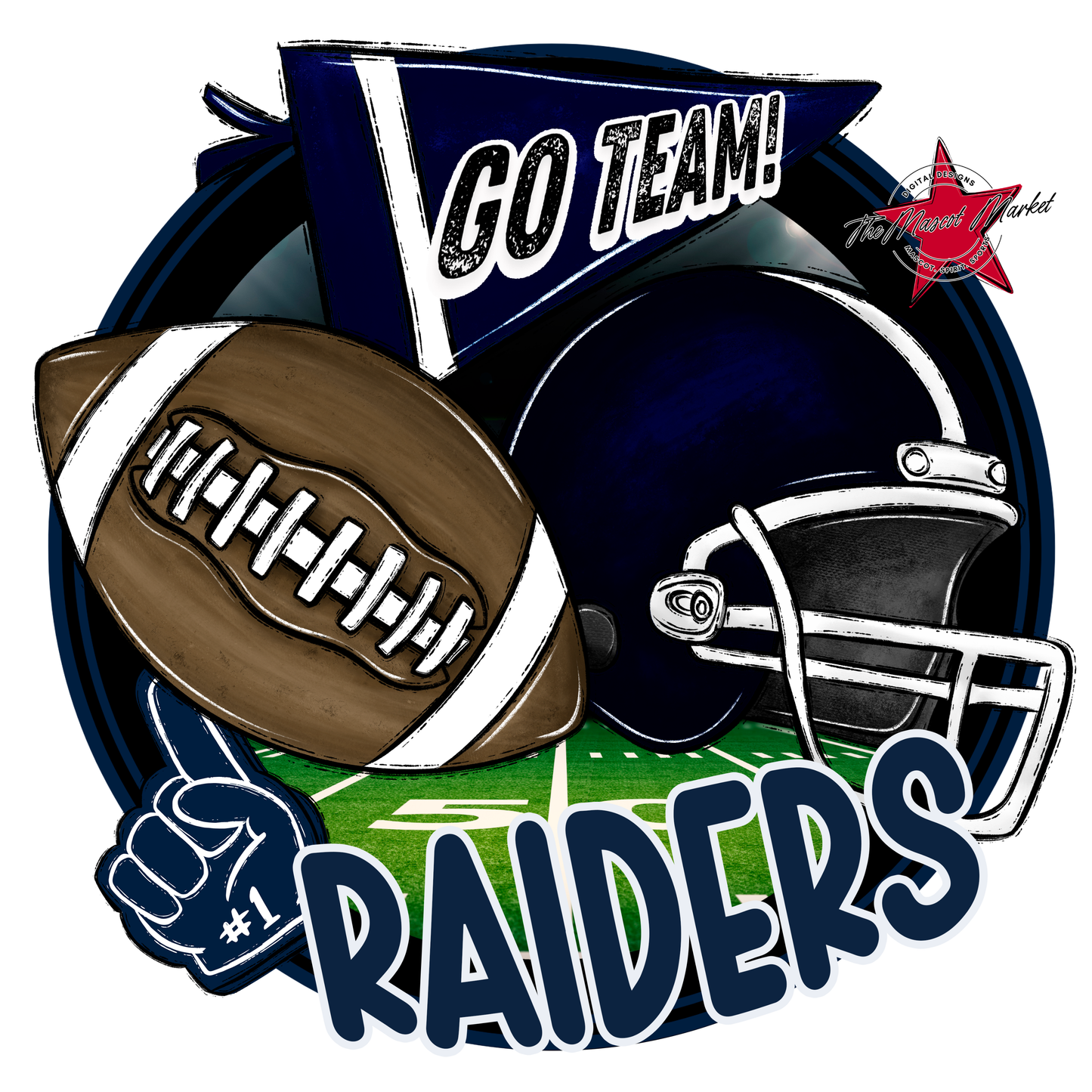 Raiders Circle Football Design-Navy