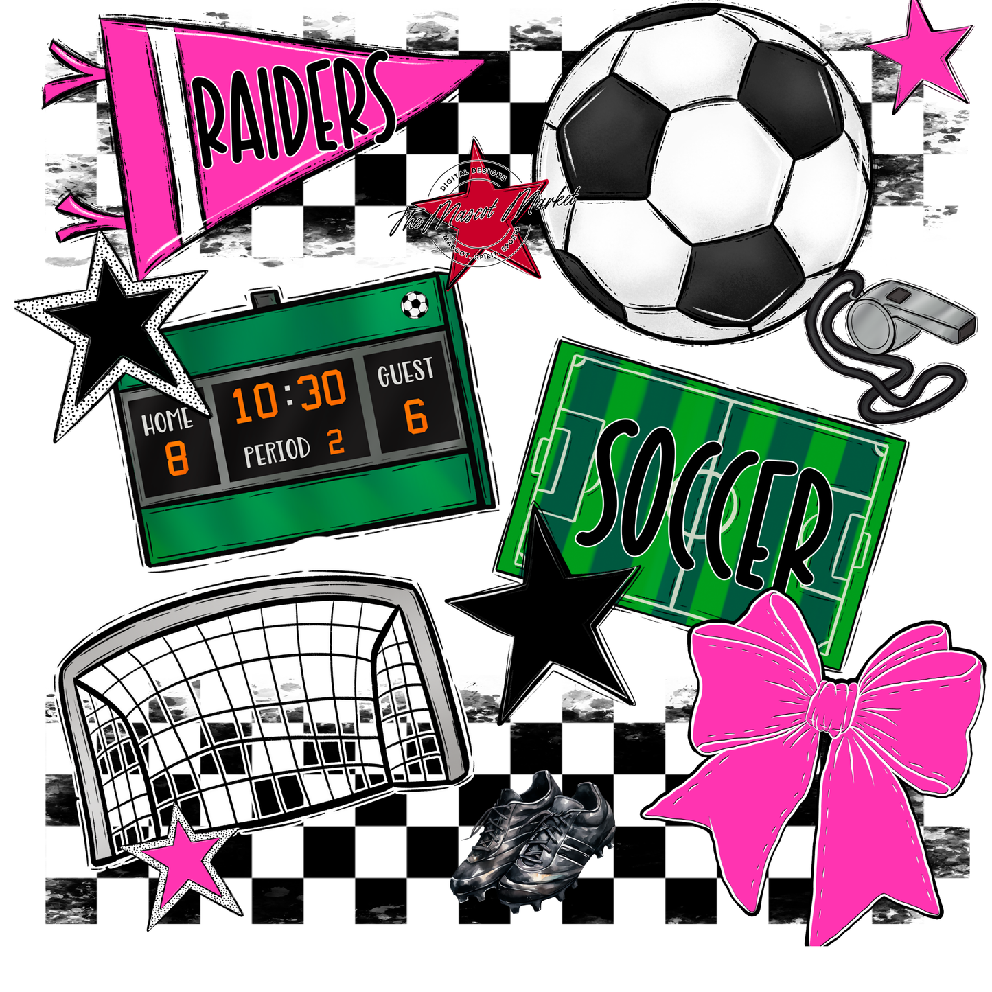 Raiders Soccer Checkers Design-Pink
