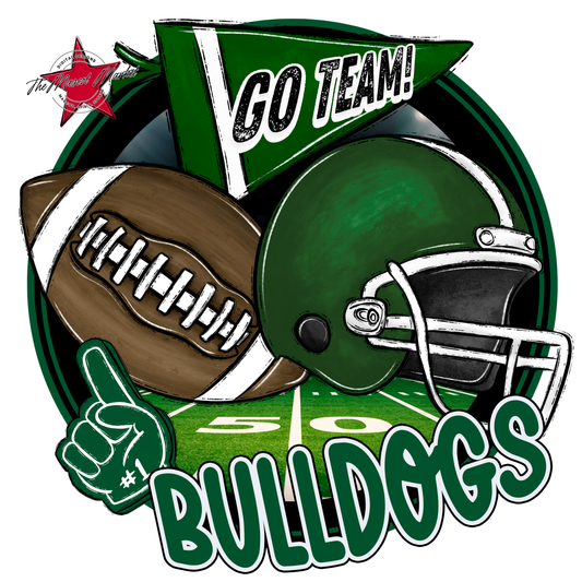 Bulldogs Circle Football Design-Green