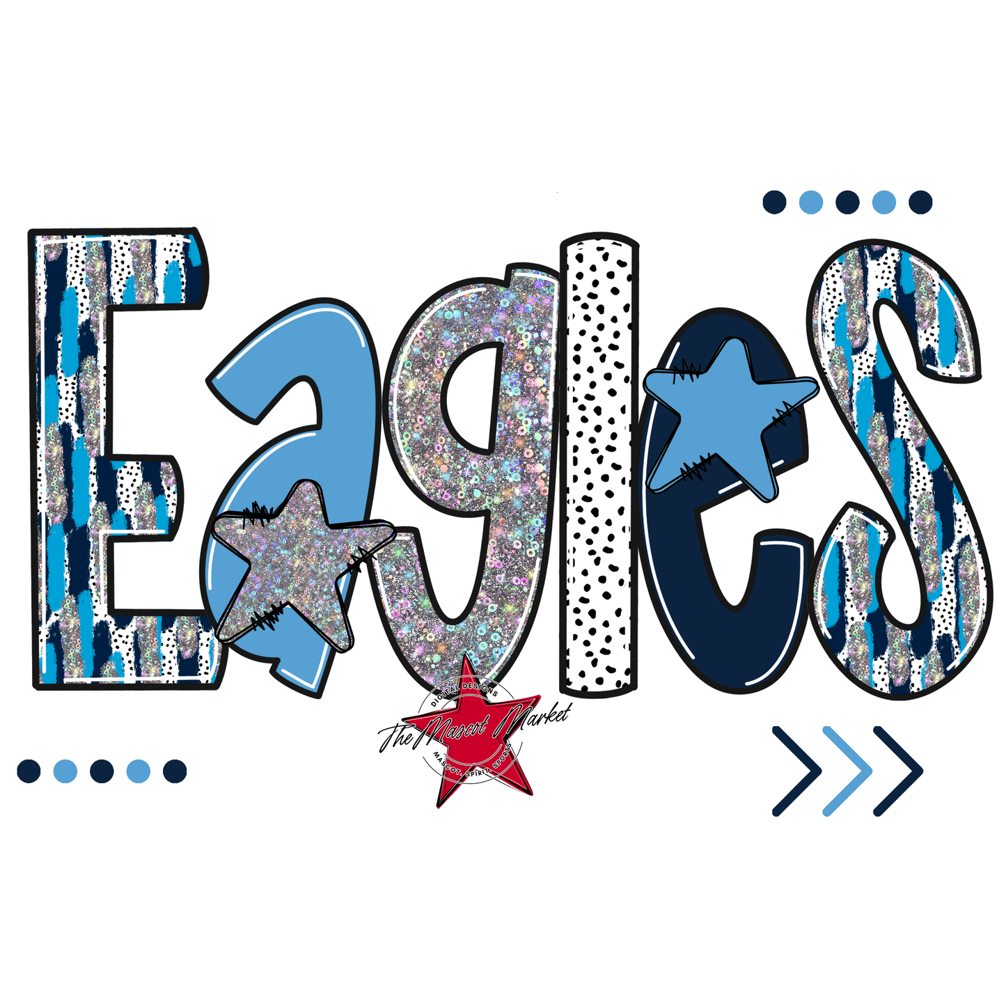 Eagles Brushstroke Alpha Design-Navy-Carolina Blue