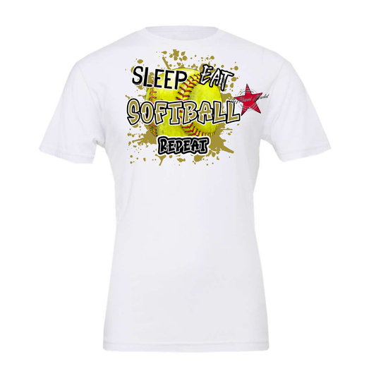 Eat Sleep Softball Repeat-Gold