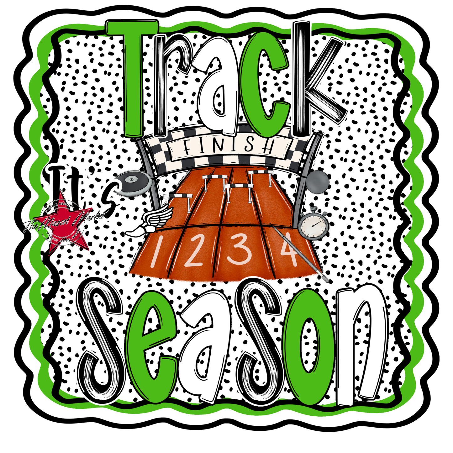 It's Track Season Dot Design-Bright Green