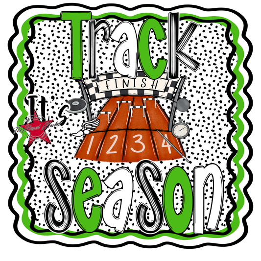 It's Track Season Dot Design-Bright Green