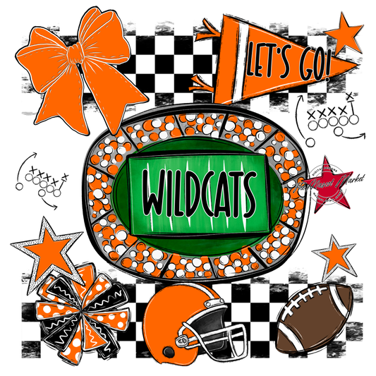 Wildcats Checkers Spirit Design-Orange