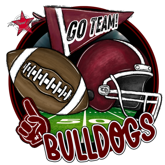 Bulldogs Circle Football Design-Maroon