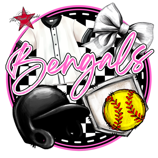 Bengals Circle Softball Design-Baby Pink