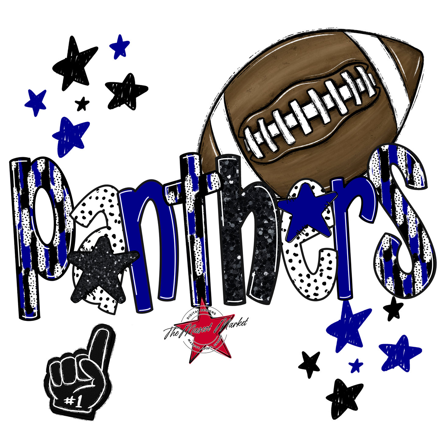 Panthers Football Scrape-Blue