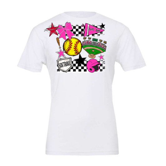 Softball Checkers Spirit Design-Pink