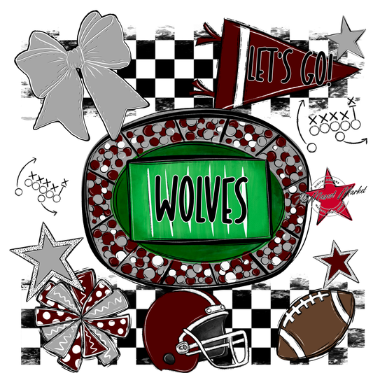 Wolves Checkers Spirit Design-Maroon-Grey