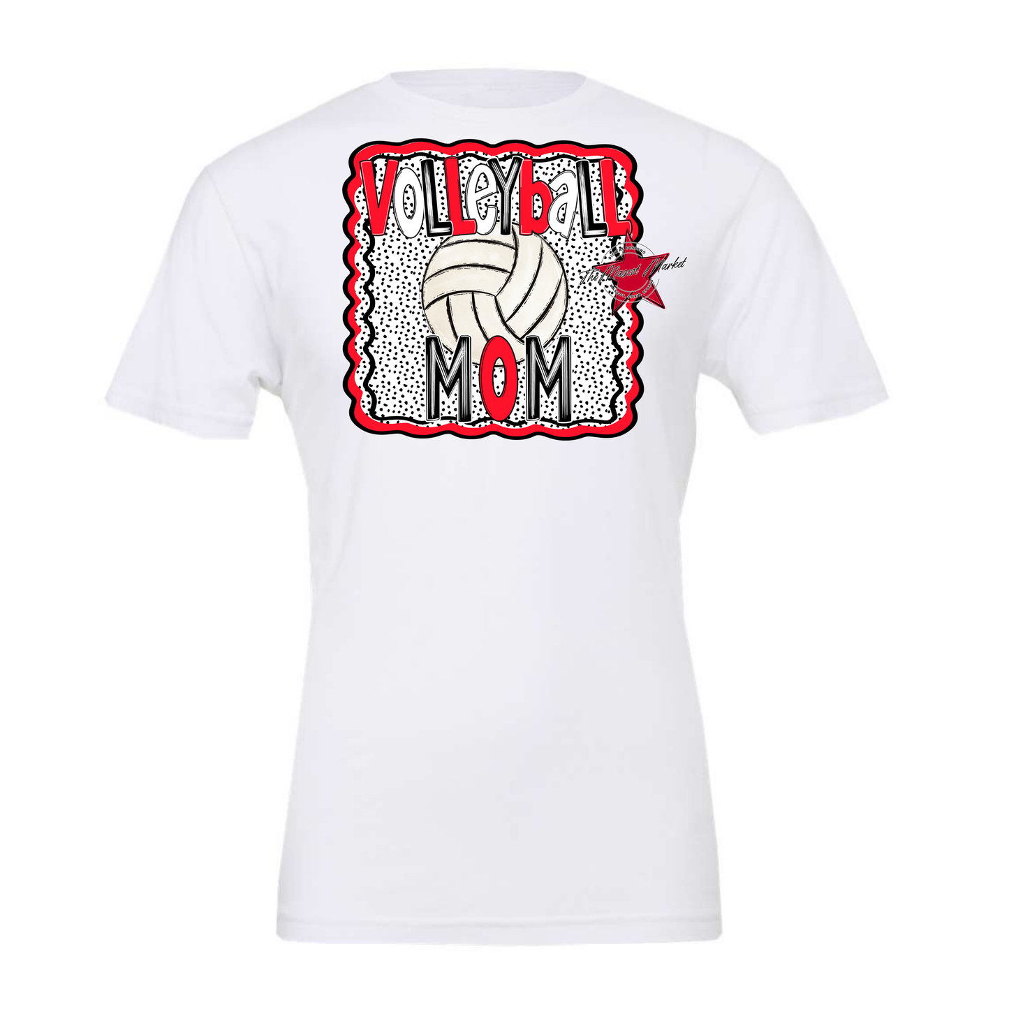 Volleyball Mom Dot Design-Bright Red