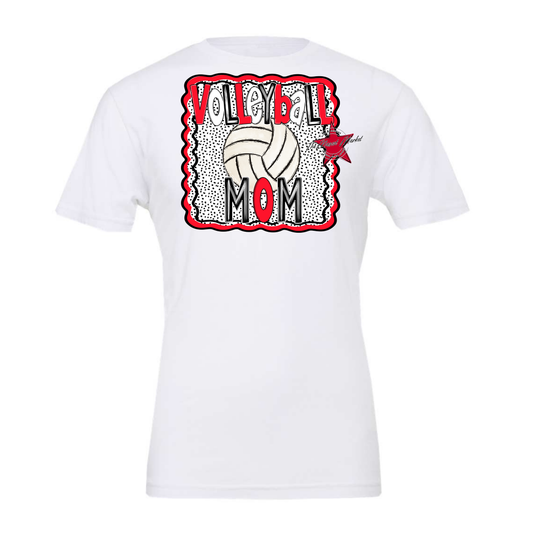 Volleyball Mom Dot Design-Bright Red