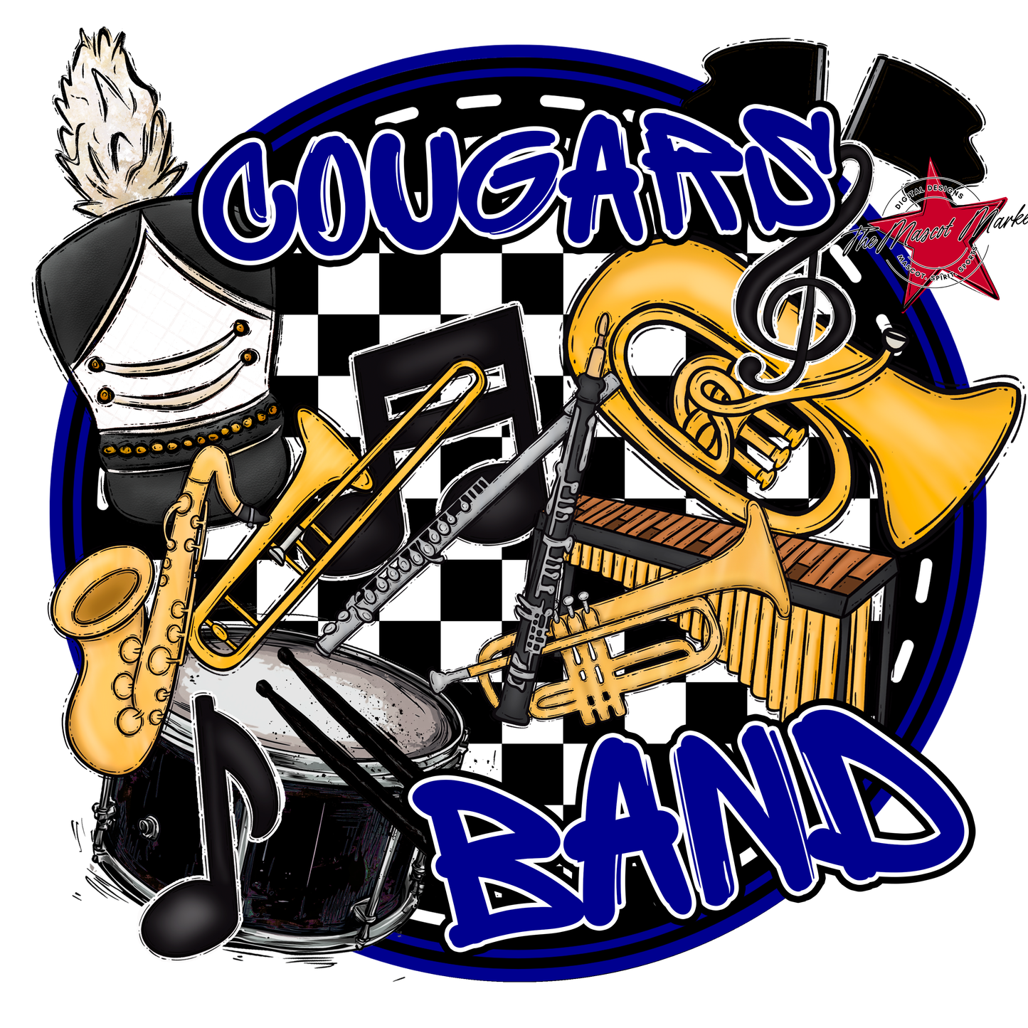 Cougars Circle Band Design-Blue