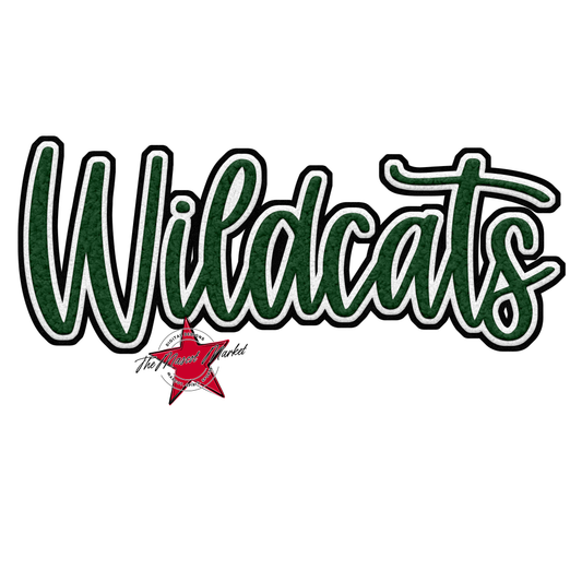 Wildcats Faux Chenille Patch-Green