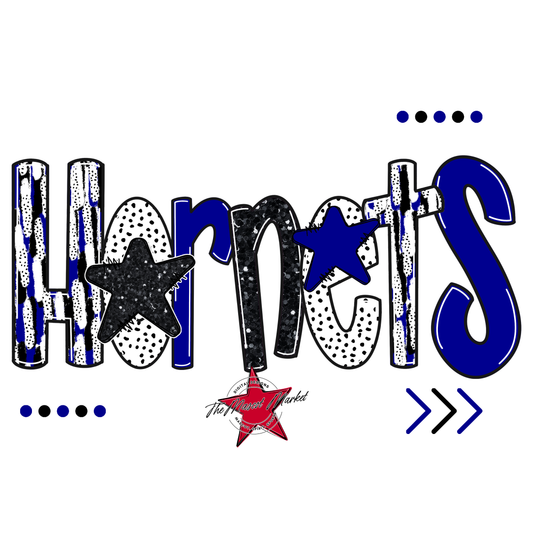 Hornets Brushstroke Alpha w Arrows-Blue