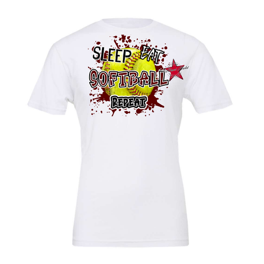 Eat Sleep Softball Repeat-Maroon