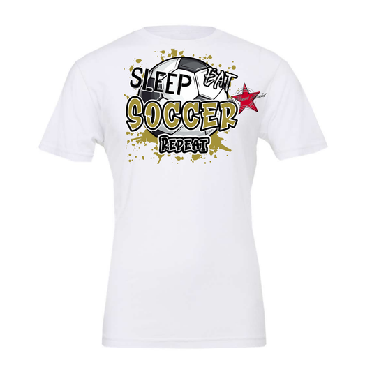 Eat Sleep Soccer Repeat-Gold