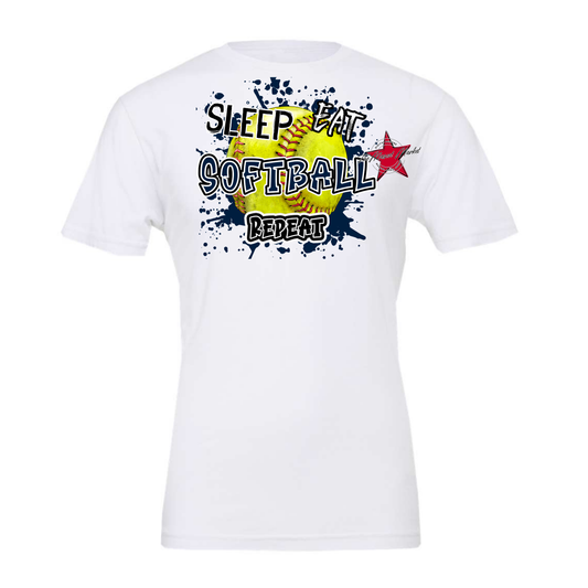 Eat Sleep Softball Repeat-Navy