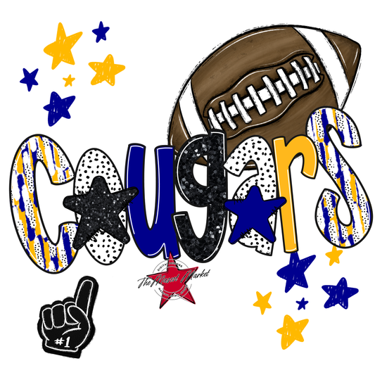 Cougars Football Scrape-Blue-Yellow