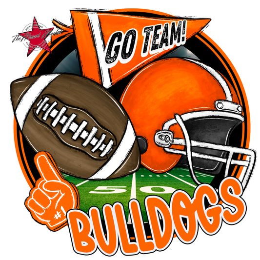 Bulldogs Circle Football Design-Orange