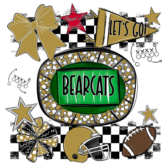 Bearcats Checkers Spirit Design-Gold