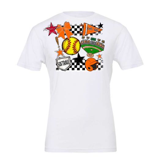 Softball Checkers Spirit Design-Orange
