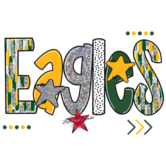 Eagles Brushstroke Alpha Design-Green-Yellow