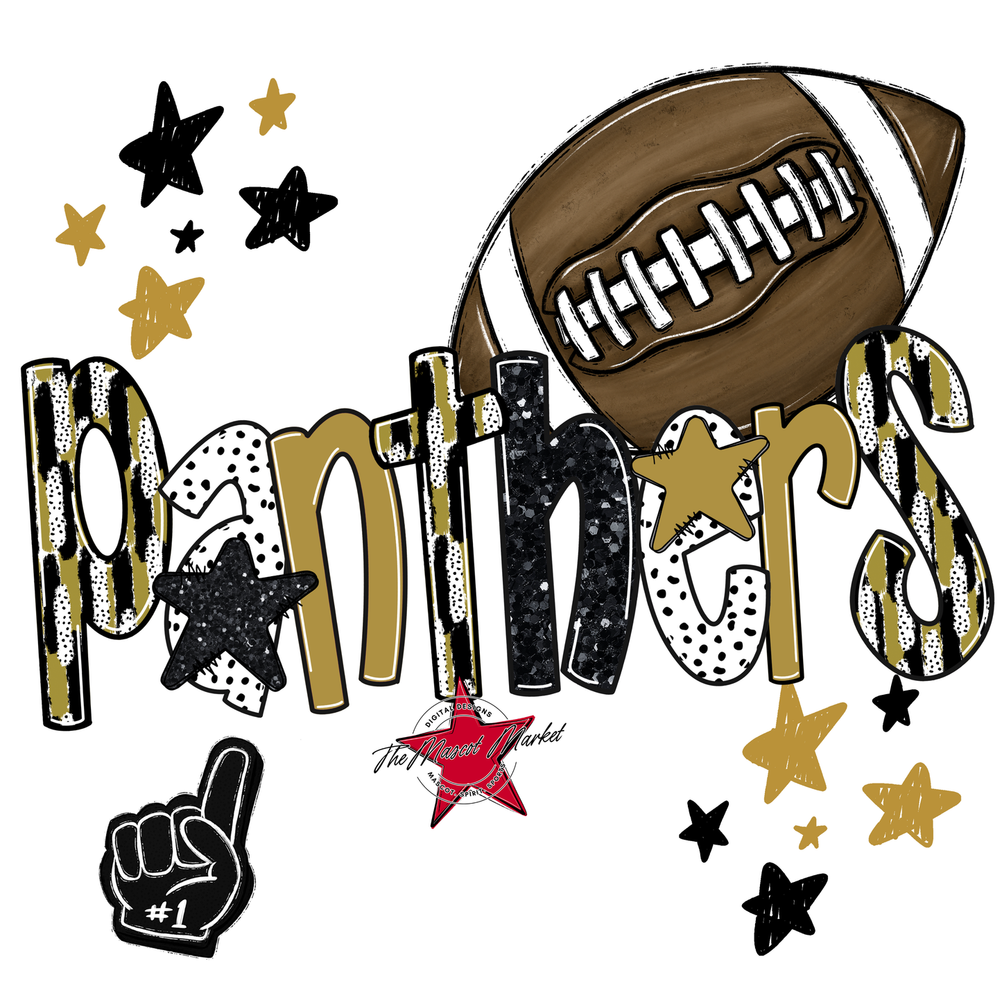 Panthers Football Scrape-Gold