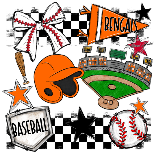 Bengals Baseball Checkers Design-Orange