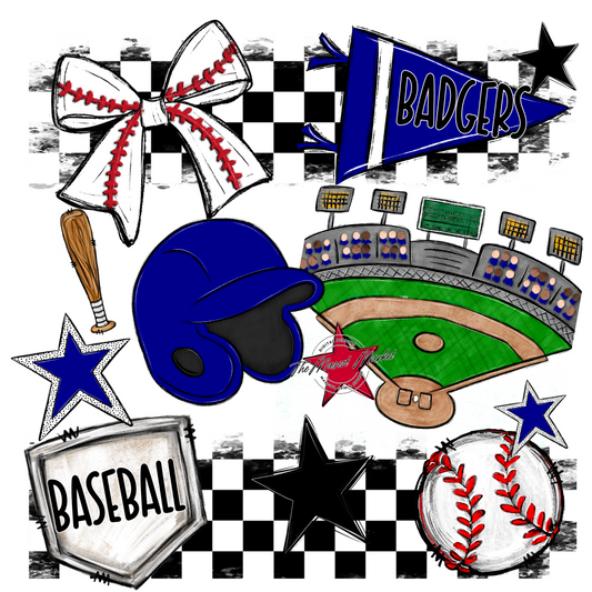 Badgers Baseball Checkers Design-Blue