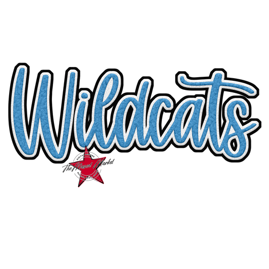 Wildcats Faux Chenille Patch-Carolina Blue